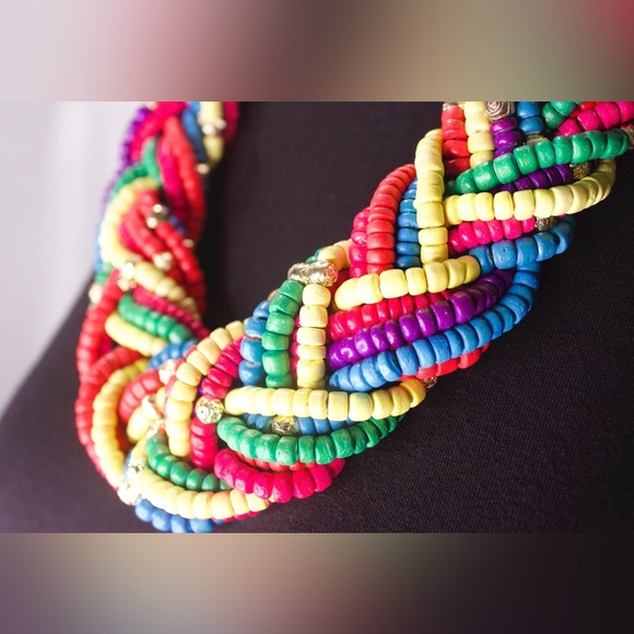 Vintage 1980s Multi Colored &. Multi Strand Unique One of a Kind Beaded Necklace - Picture 3 of 3